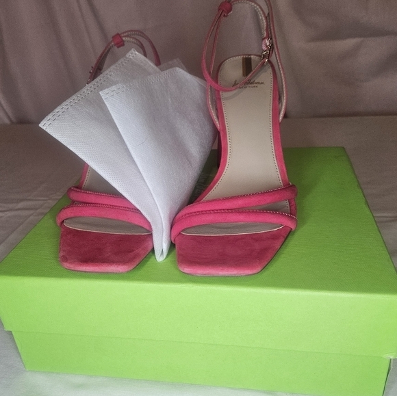 Sam Edelman Kia Fuschia Suede Heeled Sandals Retail $140 Sz 9 - Picture 16 of 16